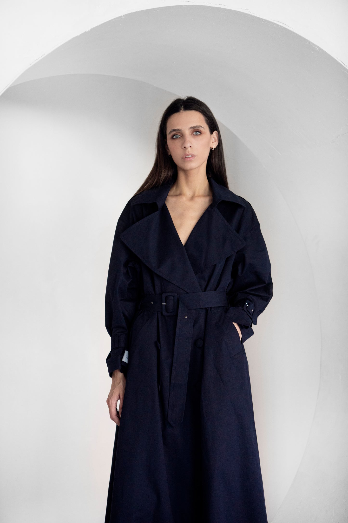 Blue midnight trench coat